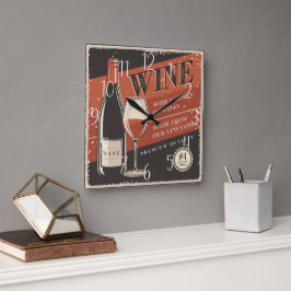 Relógio Quadrado bar legal de vinho retro