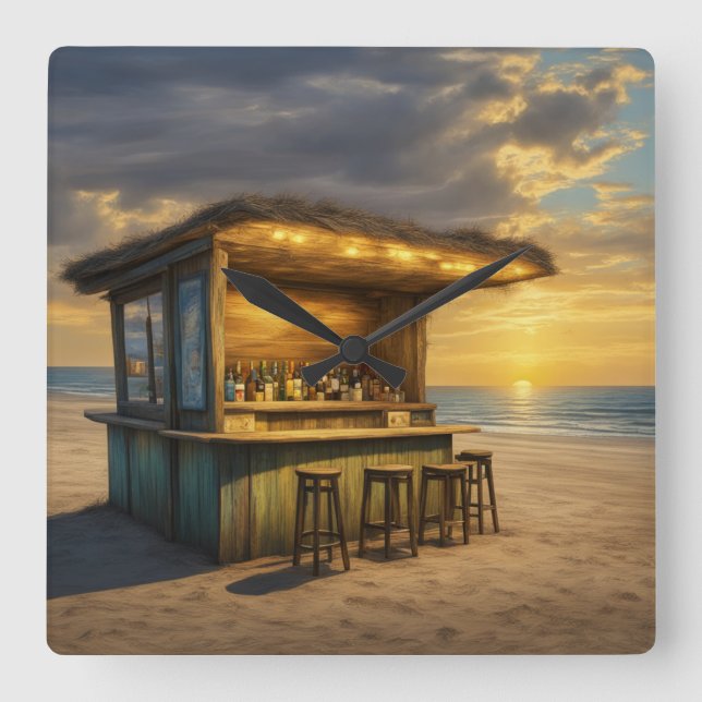 Relógio Quadrado Bar Tiki - 4 - (Frente)