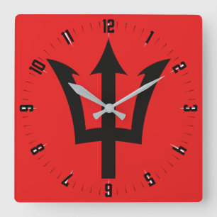 Relógio Quadrado Barbados Trident  Square Wall Clock