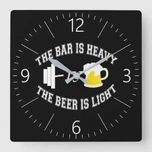 Relógio Quadrado Barbell vs cerveja