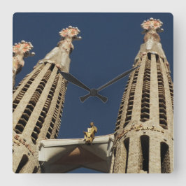 Relógio Quadrado Barcelona Spain Church Square Wall Clock