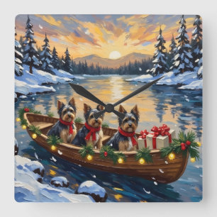 Relógio Quadrado Barco de Natal Havanês Feriado