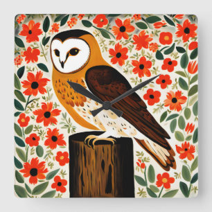Relógio Quadrado Barn Owl