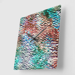 Relógio Quadrado Base de pedra amassada com argamassa rústica e sal