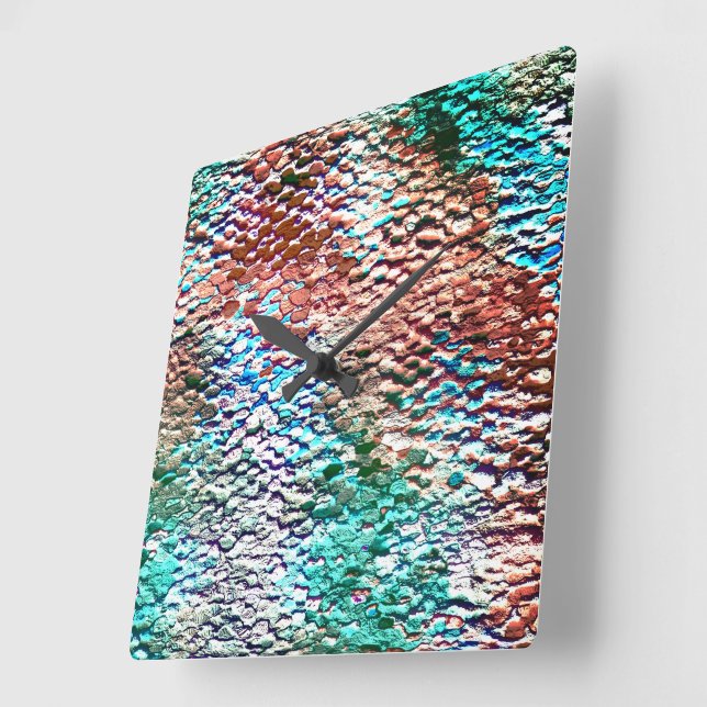 Relógio Quadrado Base de pedra amassada com argamassa rústica e sal (Ângulo)