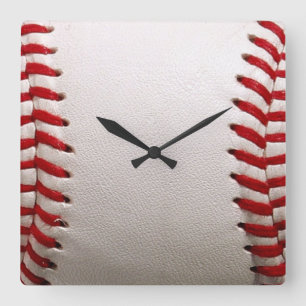 Relógio Quadrado Basebol e Softbol Costura Vermelha