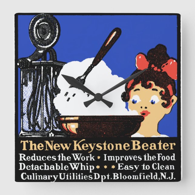 Relógio Quadrado Batedeira Keystone 1900 (Frente)