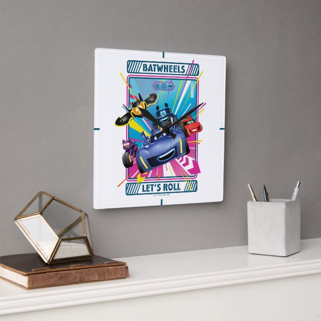 Relógio Quadrado BatWheels™ - Roll de Vamos (Escritório)