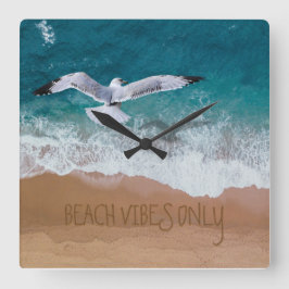 Relógio Quadrado Beach Vibes Apenas Seagull Costeiro