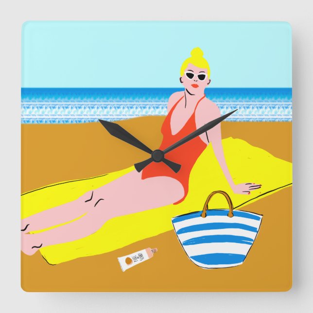 Relógio Quadrado Beachy Keen - Amarelo (Frente)