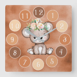 Relógio Quadrado Bear Bear Kids Wall Clock