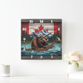 Relógio Quadrado Beaver by Mountain, Bandeira Canadiana