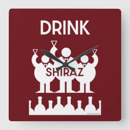 Relógio Quadrado Bebedores de Vinho Shiraz