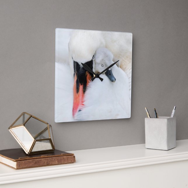 Relógio Quadrado Bebês Mais Pobres | Swan De Mãe E Bebê (Escritório)