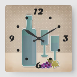 Relógio Quadrado Beige grunge retro vintage vidros de uva polpa