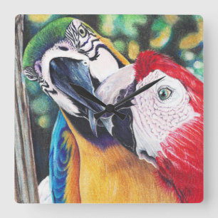 Relógio Quadrado beijando o pulso de disparo dos Macaws