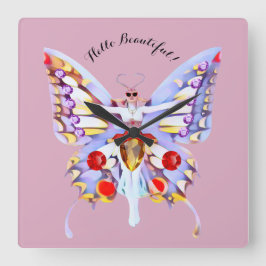 Relógio Quadrado Bejewelt Lady Butterfly Art Deco Image