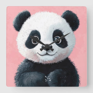 Relógio Quadrado Bela Panda Bela com Olhos Grandes - Crianças