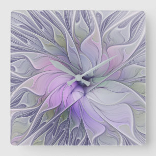 Relógio Quadrado Beleza Deslumbrante Arte Fractal Abstrata Moderna