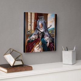 Relógio Quadrado Beleza eterno De Uma Mulher Majestosa Vestindo Um 