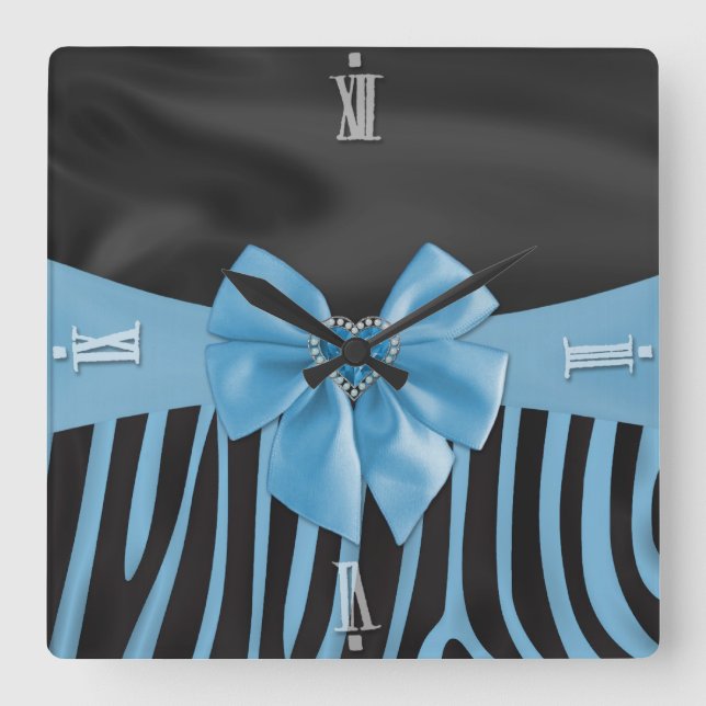 Relógio Quadrado Belo chic elegante tecido de seda zebra (Frente)