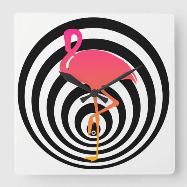 Relógio Quadrado Belo flamingo em círculos (Frente)