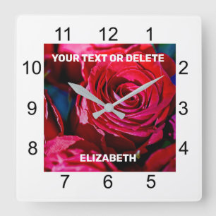 Relógio Quadrado Belo Monte De Rosas vermelhas