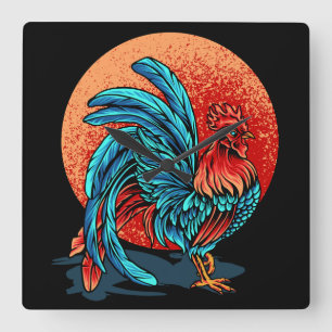 Relógio Quadrado Belo Rooster