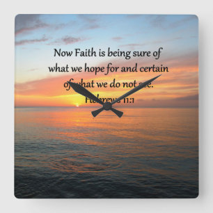 RELÓGIO QUADRADO BELOS HEBREWS 11:1 DESIGN SUNRISE