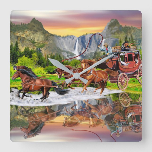 RELÓGIO QUADRADO BEM FARGO STAGECOACH (Frente)