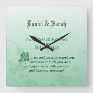 Relógio Quadrado Bênção dos Parabéns de Casamento Irlandeses