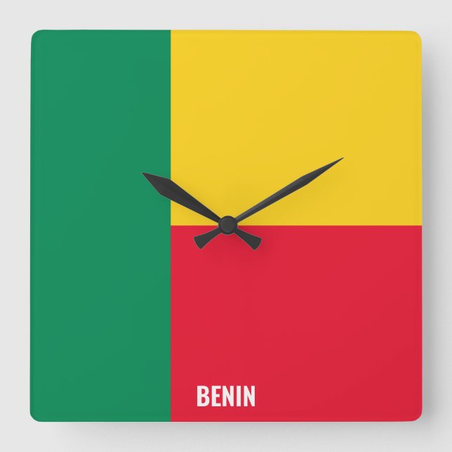 Relógio Quadrado Benin Flag Dazzling Patriótico (Frente)