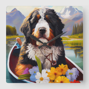 Relógio Quadrado Bernedoodle em uma Paddle: Uma Aventura Cênica