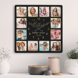 Relógio Quadrado Besties de Colagem de Fotografias Personalizadas D<br><div class="desc">Torne esta moda elegante muro de colagem preto e dourado com fotos exclusivas com 12 das suas fotos favoritas com o(s) seu(s) melhor(s) amigo(s). O design também apresenta o moderno roteiro de "Besties" escrito à mão,  seus nomes e a data que você conheceu.</div>