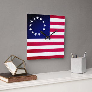 Relógio Quadrado Betsy Ross Flag