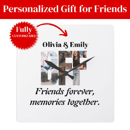 Relógio Quadrado BFF Photo Wall Clock – Personalized Gift
