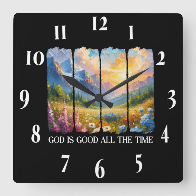 Relógio Quadrado Bíblia Cristã Inspiradora Verso (Frente)