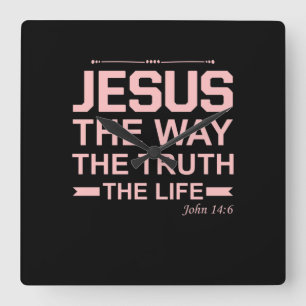 Relógio Quadrado Bíblia Cristã Verse Jesus Way Truth Life
