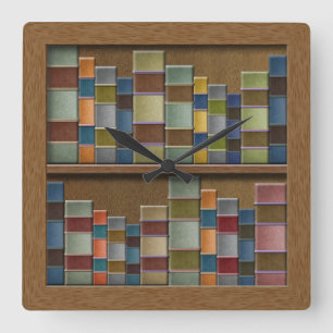 Relógio Quadrado Biblioteca das espinhas do livro da biblioteca do