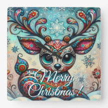 Big Eye Christmas Reindeer Folk Art Personalized