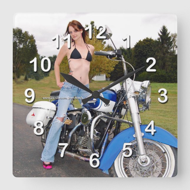 Relógio Quadrado Biker Chic-Wall Clock (Frente)
