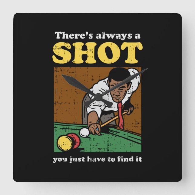 Relógio Quadrado Billiard Snooker Retro (Frente)