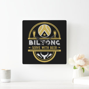 Relógio Quadrado Biltong E Beer