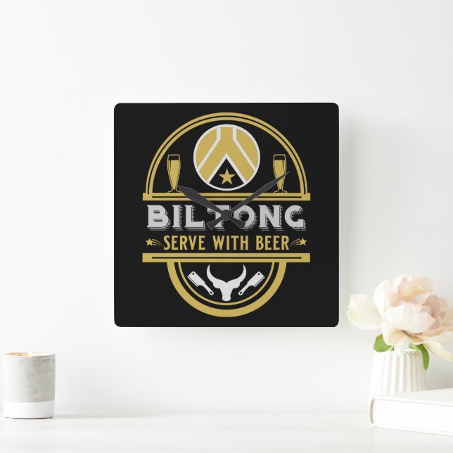 Relógio Quadrado Biltong E Beer (Lar)