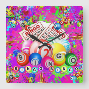 Relógio Quadrado BINGO BINGO Splattered Paint CBDOilPrincess 