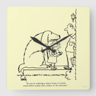 Relógio Quadrado Biscoitos pedindo