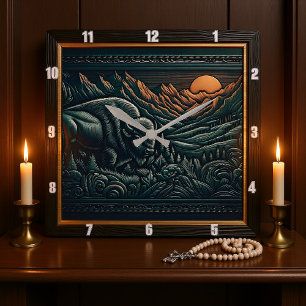 Relógio Quadrado Bison Buffalo Tool Bison Sunset