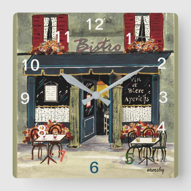 Relógio Quadrado Bistro Wall Clock (Frente)