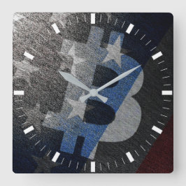 Relógio Quadrado Bitcoin América ₿