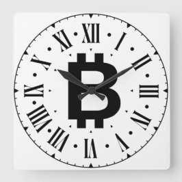 Relógio Quadrado Bitcoin B Bold Roman Numeral Wall Clock